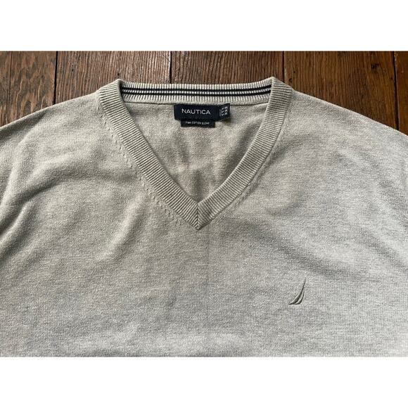 Classic Nautica Men's Size XXL V Neck Pullover Sweater Grey Cotton - Picture 5 of 6